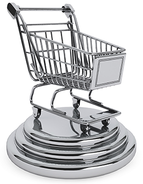 Best Sellers concept. Silver Shopping Cart